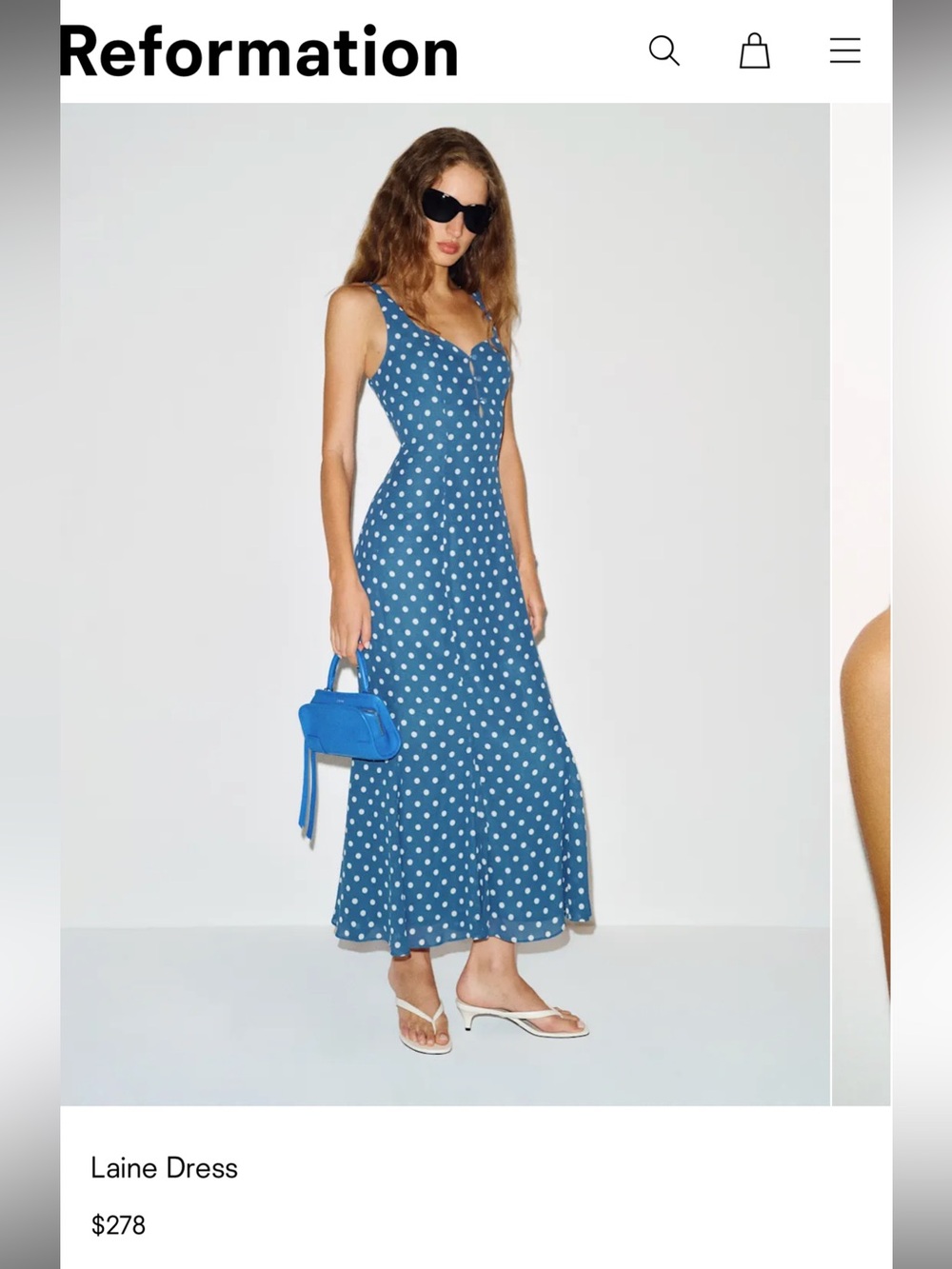 Reformation Blue Polka Dot Sleeveless Maxi Dress - Laine Dress - Picture 5 of 5